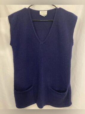Lord & Taylor Men's Navy V-Neck Sleeveless Sweater Vest 100% Cashmere